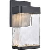 Cornice 9.75"H Integrated LED Outdoor Wall Sconce in Black Metal & Handblown Glass