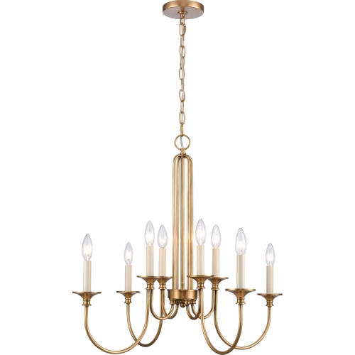 Cecil 28"W 8 Light Chandelier in Natural Brass