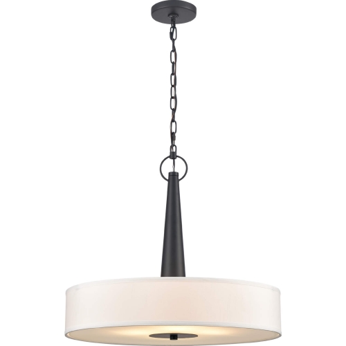 Leo 22"W 4 Light Ceiling Pendant Light in Black Metal & Off White Fabric