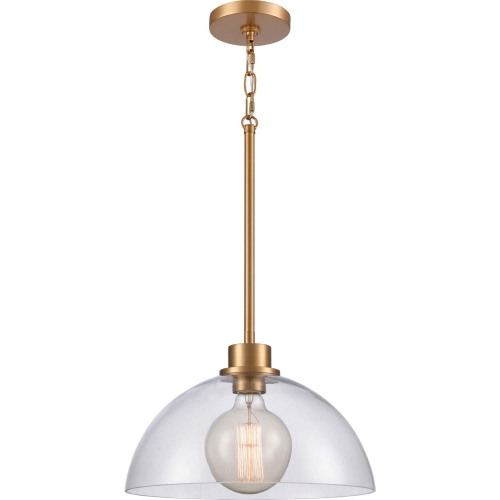 Julian 14"W 1 Light Ceiling Pendant Light in Brushed Gold & Handblown Glass