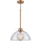 Julian 14"W 1 Light Ceiling Pendant Light in Brushed Gold & Handblown Glass