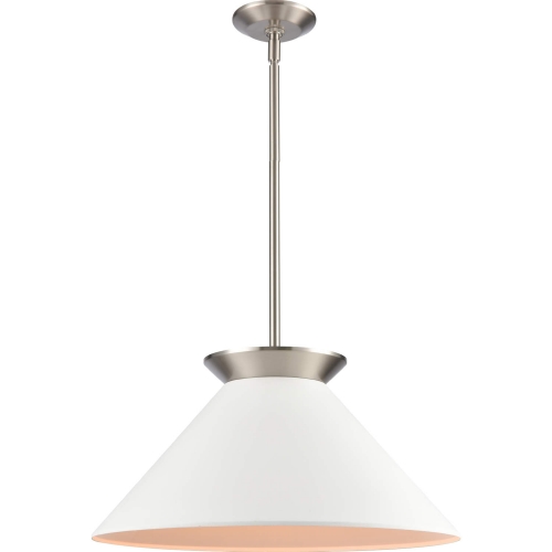 Cavendish 20"W 1 Light Ceiling Pendant Light in Brushed Nickel & White Metal Shade