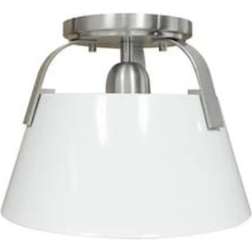 Jepson 9.5"W 1 Light Semi Flush Mount in Matte White & Brushed Nickel