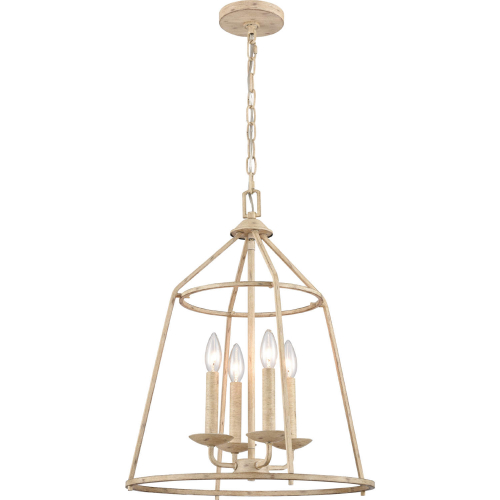 Ellisville 17.25"W 4 Light Chandelier in Antique Cream Metal