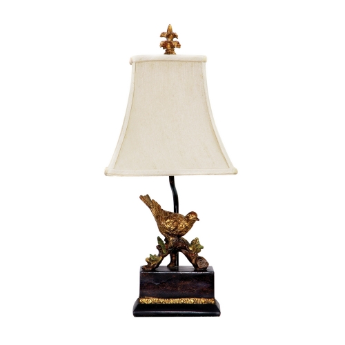 21" Perching Robin Table Lamp in Gold Leaf and Black