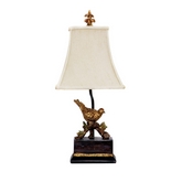 21" Perching Robin Table Lamp in Gold Leaf and Black