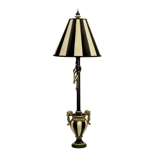 32" Carnival Stripe Table Lamp in Black and Antique White