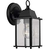 Cotswold 9"H 1 Light Outdoor Wall Sconce in Matte Black & Clear Glass