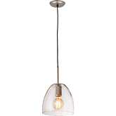 Netta 10"W 1 Light Ceiling Pendant Light in Satin Nickel & Glass