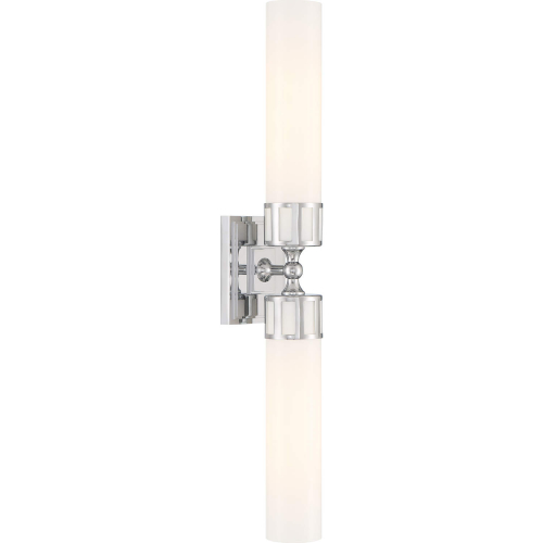 Astor Double Horizontal Wall Sconce in Chrome & Opal Glass