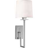 Maya Single Wall Sconce in Polished Nickel & White Fabric