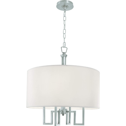 Maya 4 Arm Chandelier in Brushed Nickel & White Fabric