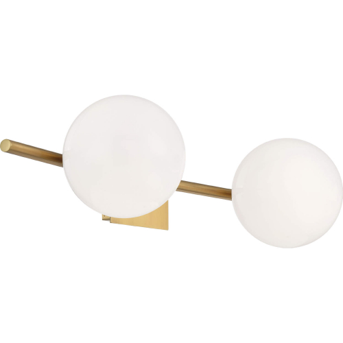 Perch 2 Light Indoor Wall Sconce in Satin Brass & Opal Glass