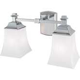 Sapphire 2 Light Wall Sconce in Chrome & White Glass