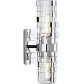 Murano 2 Light Vanity Wall Sconce in Chrome & Clear Glass