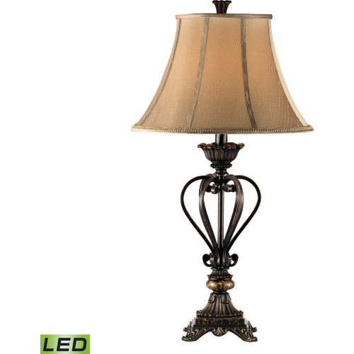 Lyon 34"H 1 Light Table Lamp in Bronze & Beige Fabric (Includes LED Bulb)