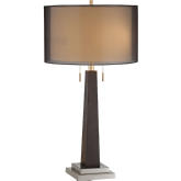 Jaycee Table Lamp in Wood w/ Black Organza & White Shade