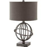 Lichfield Table Lamp in Marbled Finish w/ Khaki Drum Shade