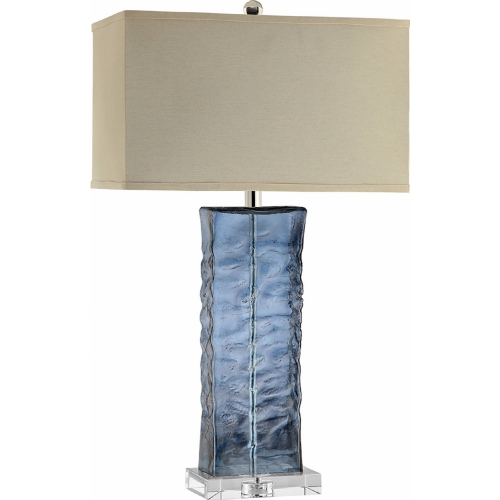 Arendell Table Lamp in Blue Glass & Clear w/ Cream Shade