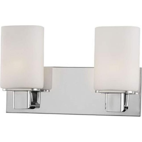 Verticale 2 Light Vanity Light in Chrome & White Opal Glass