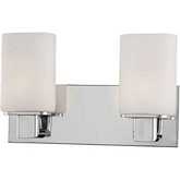 Verticale 2 Light Vanity Light in Chrome & White Opal Glass