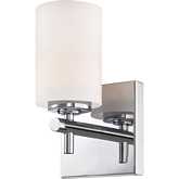 Barro 9"H 1 Light Wall Sconce in Chrome & Opal White Glass