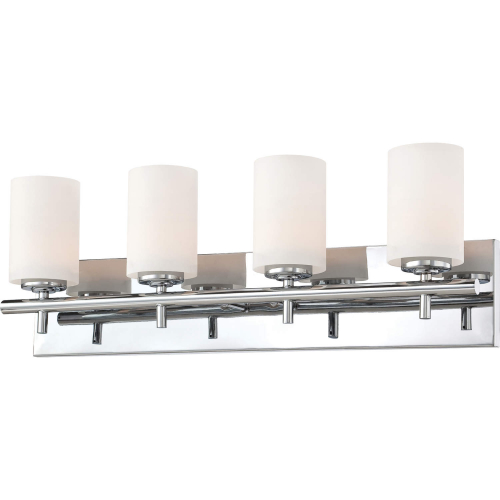 Barro 26.1"W 4 Light Vanity Light in Chrome & Opal White Glass