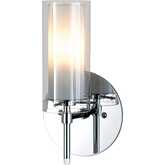 Tubolaire 9.5"H 1 Light Wall Sconce in Chrome & Glass