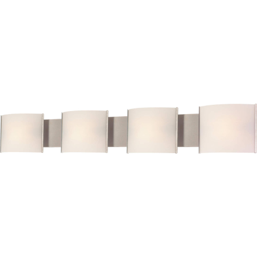 Pannelli 41"W 4 Light Vanity Light in Stainless Steel & Opal White Glass