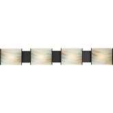 Pannelli 41"W 4 Light Vanity Light in Rubbed Bronze & Honey Alabaster Glass