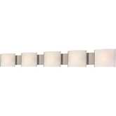 Pannelli 52"W 5 Light Vanity Light in Stainless Steel & Opal White Glass