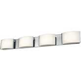 Pandora 34.5"W 4 Light Vanity Light in Chrome & Opal White Glass