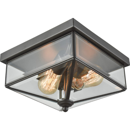 Lankford 10"W 2 Light Outdoor Flush Mount in Oil Rubbed Bronze & Clear Glass