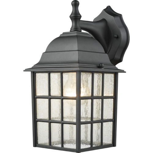 Outdoor Essentials 12"H 1 Light Outdoor Wall Sconce in Satin Black & Seeded Glass