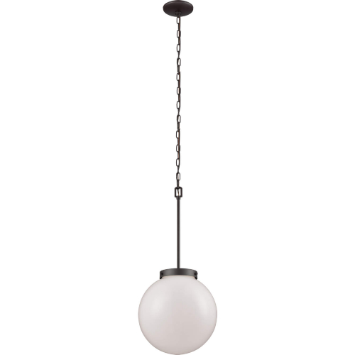 Beckett 12"W 1 Light Ceiling Pendant Light in Oil Rubbed Bronze & White Glass