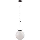 Beckett 12"W 1 Light Ceiling Pendant Light in Oil Rubbed Bronze & White Glass