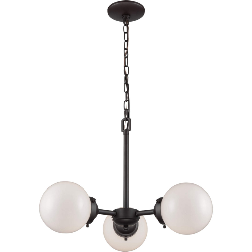 Beckett 22"W 3 Light Chandelier in Rubbed Bronze & Frosted Glass