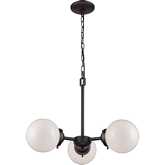 Beckett 22"W 3 Light Chandelier in Rubbed Bronze & Frosted Glass