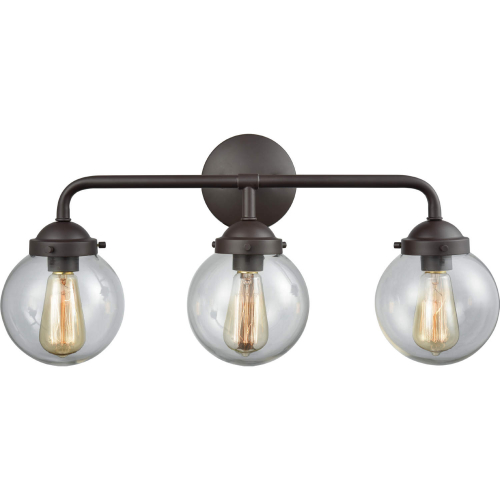 Beckett 24"W 3 Light Vanity Light in Oil Rubbed Bronze & Glass