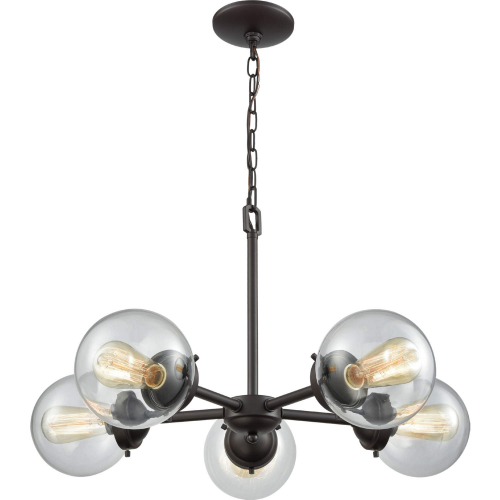 Beckett 26"W 5 Light Chandelier in Oil Rubbed Bronze & Glass