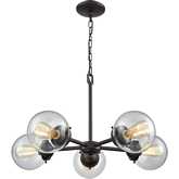 Beckett 26"W 5 Light Chandelier in Oil Rubbed Bronze & Glass