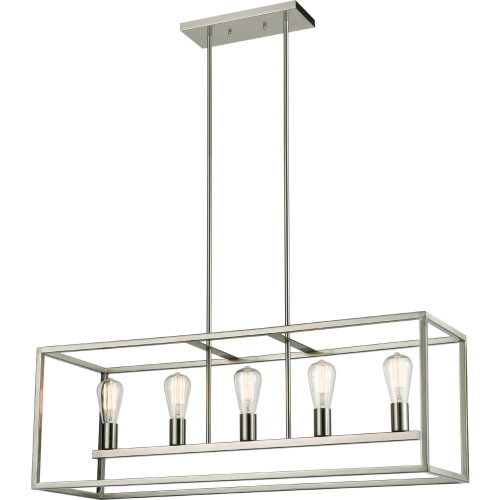 Williamsport 37"W 5 Light Linear Chandelier in Brushed Nickel