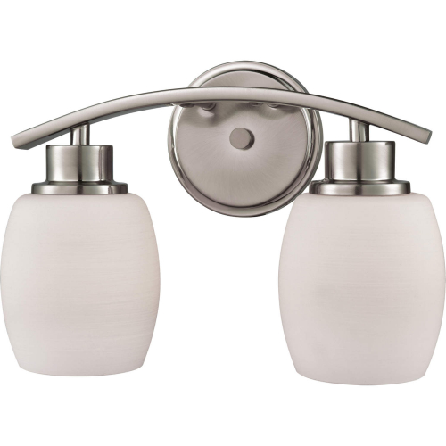 Casual Mission 12"W 2 Light Vanity Light in Brushed Nickel & White Opal Glass