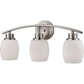 Casual Mission 20"W 3 Light Vanity Light in Brushed Nickel & White Opal Glass