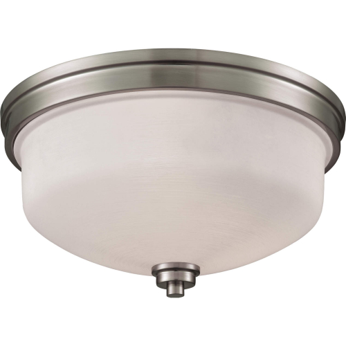 Casual Mission 13"W 3 Light Flush Mount in Brushed Nickel & White Opal Glass