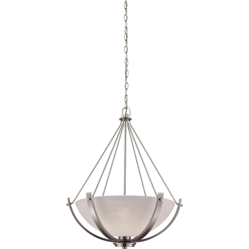 Casual Mission 21"W 3 Light Chandelier in Brushed Nickel & White Opal Glass