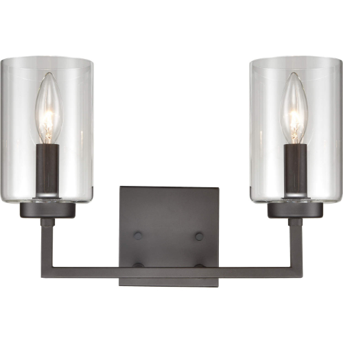 West End 14.5"W 2 Light Vanity Light in Oil Rubbed Bronze & Clear Glass