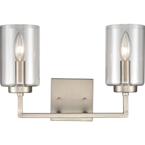 West End 14.5"W 2 Light Vanity Light in Brushed Nickel & Clear Glass