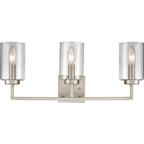 West End 23"W 3 Light Vanity Light in Brushed Nickel & Clear Glass