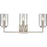 West End 23"W 3 Light Vanity Light in Brushed Nickel & Clear Glass